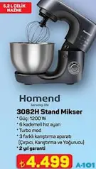 HOMEND 3082H STAND MİKSER HOMEND 3082H STAND MİKSER